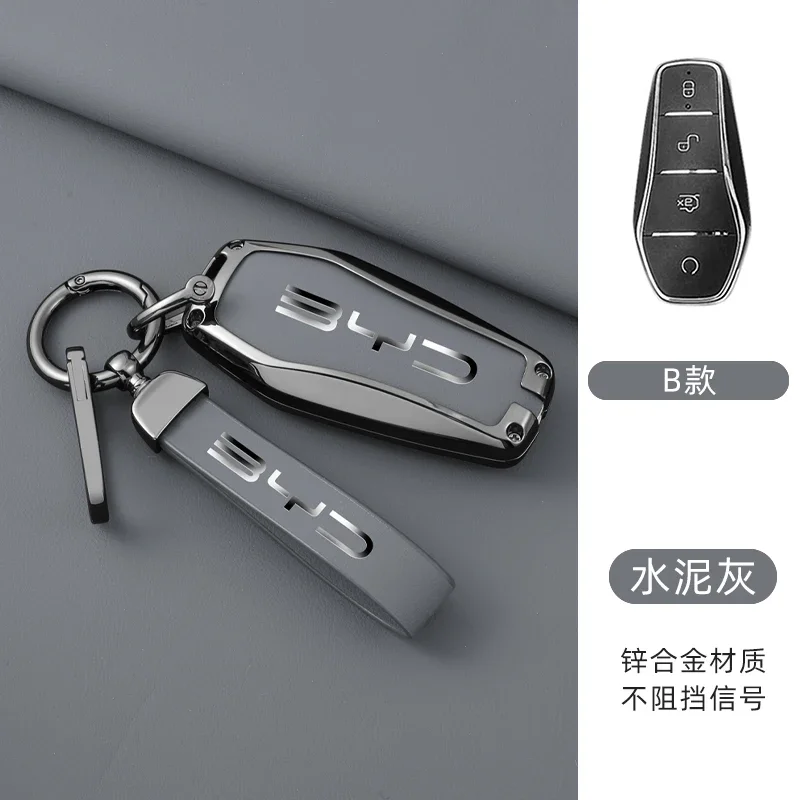 

Кожаный чехол для автомобильного ключа из сплава для BYD Song Plus Atto 3 Han EV Tang DM Qin Seal Dolphin, держатель для пульта дистанционного брелка, аксессуары для ключей