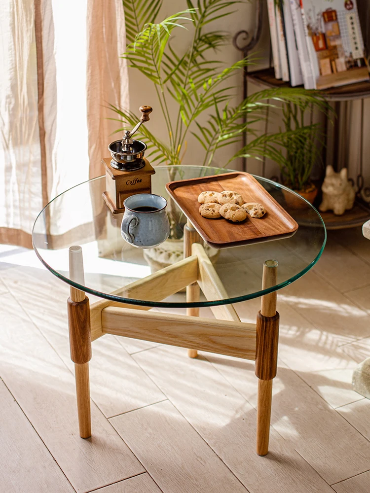 Juhan Light Роскошный Белый Воск Массив Дерева Круглый Низкий Стол Гостиная Чай Досуг