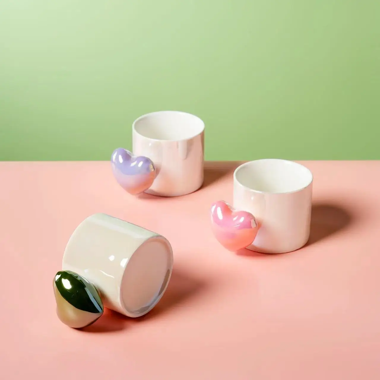 

Nordic Ceramic Mugs Heart Shaped Handgrip Coffee Cups For Couples Girls Friends Tea Ceremony Sets Supplies Water Tableware 340ml