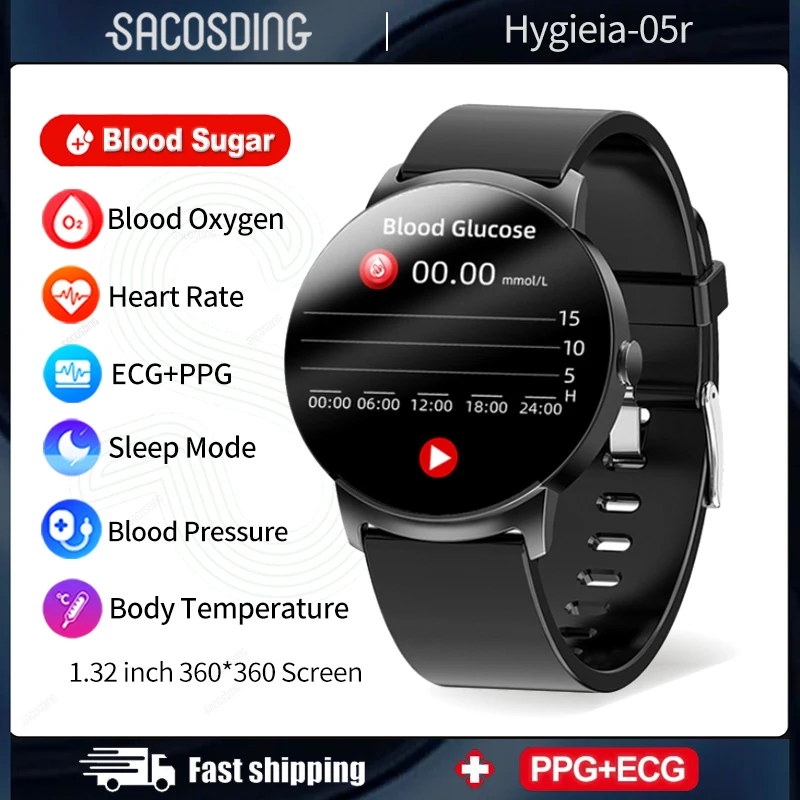 

2023 New NFC Non Invasive Blood Glucose Smart Watch Men Thermometer Heart Rate Health Monitor Health Smart Watch For Android IOS