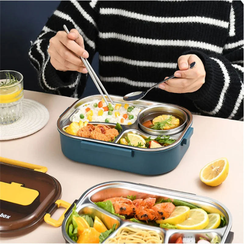 

304 Stainless Steel Lunch Box Portable Food Storage Containers Bento Boxes for Kids Office Worker Lunch Tableware Kitchen Tools