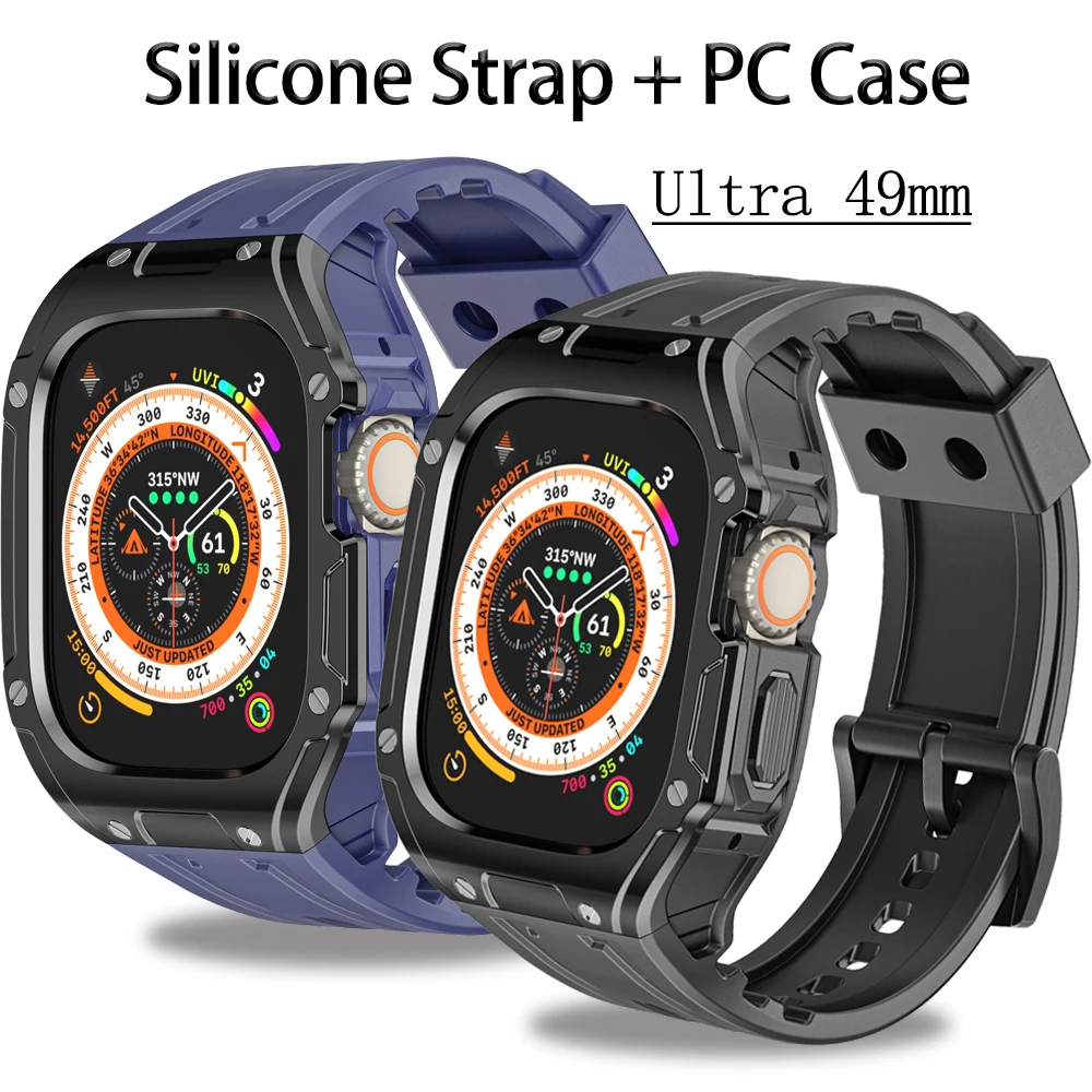 

Silicone Case+Strap Modification Kit for Apple Watch Ultra 49Mm Sport Bracelet+Protective Band Iwatch Cover 49 Mm Accessories