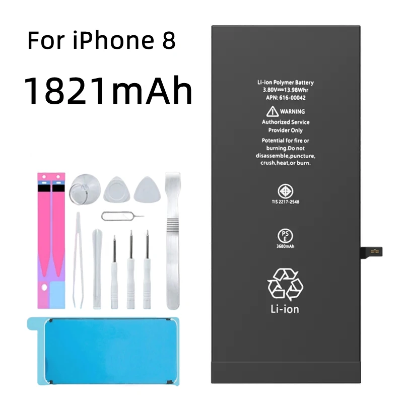 For iPhone 8 Battery 1821mAh High Capacity Batteries For iPhone 8 iPhone8 Mobile Phone Accessories + Tools