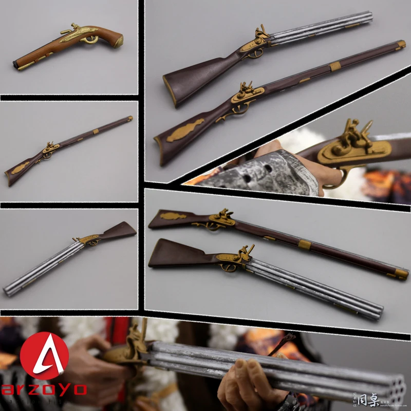 В наличии масштаб 1/6 ПВХ Flintlock средневековая модель пистолета аксессуары для