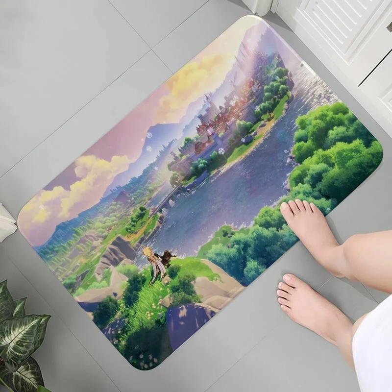 

Искусственный моющийся фланелевый коврик, коврики для гостиной для дома и комфорта Genshin, противоударные коврики для ванной, коврик, прикров...