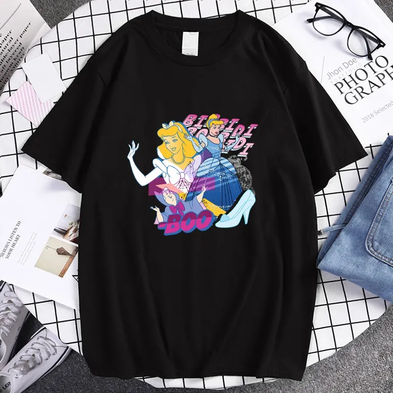 

Женская одежда принцессы Золушки бибиди Бобби бу 2022 модные хлопковые белые черные футболки женские четыре сезона Мужская футболка