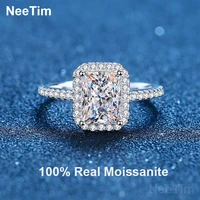neetim moissanite diamond square ring 1ct 2ct certified 925 sterling silver rings for women wedding fine jewelry engagement gift
