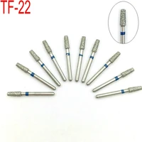 10pcs diamond dental burs drills taper flat end sharp handle 1 6mm for high speed dentist handpiece tf 22