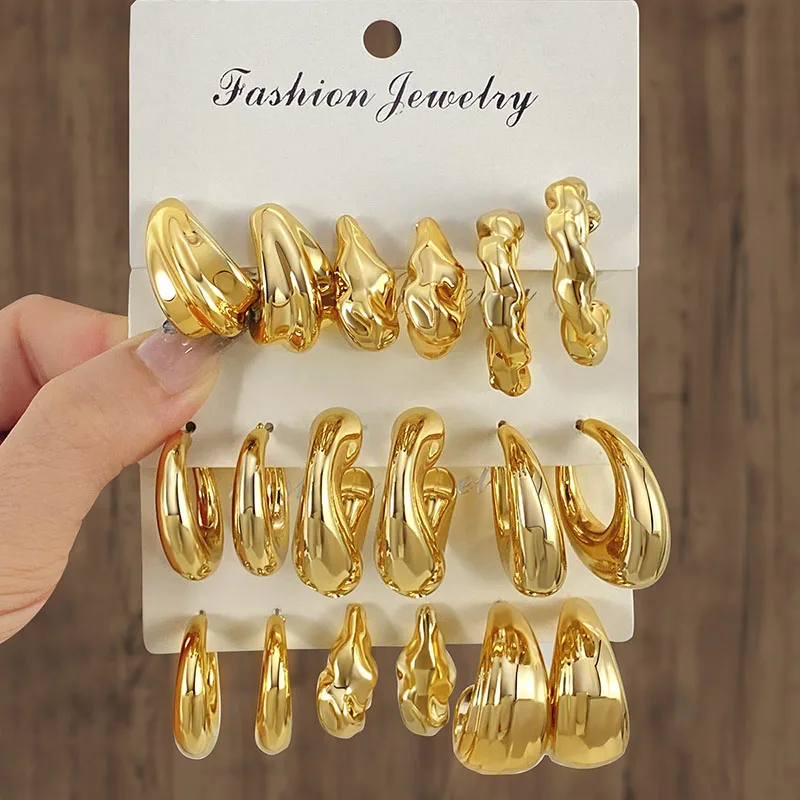 Новые модные золотистые/Серебристые витые серьги-кольца в форме буквы с