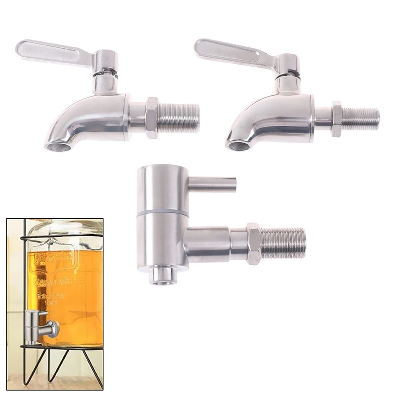 

1pc Bar Beverage Wine Barrel Faucet Drink Dispenser Tap Spigot Water 304 Stainless Steel Coffee Juice Taps Silver 12mm 16mm