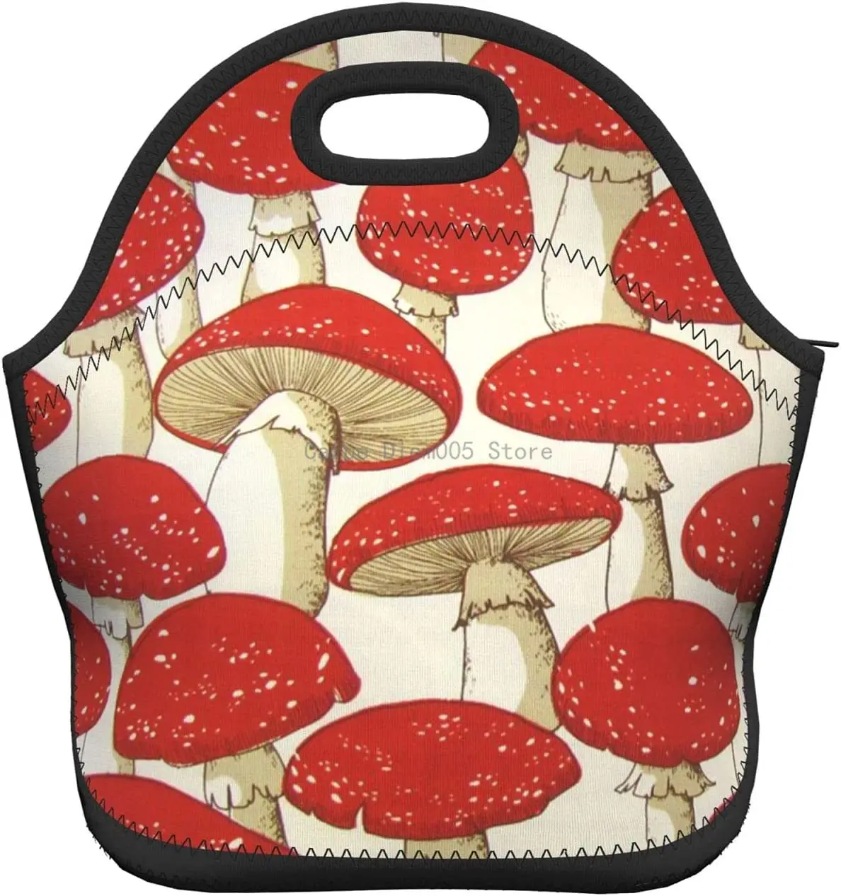 

Red White Mushroom Neoprene Lunch Bag/Lunch Box/Lunch Tote/Picnic Bags Insulated Cooler Travel Organizer School Work Office