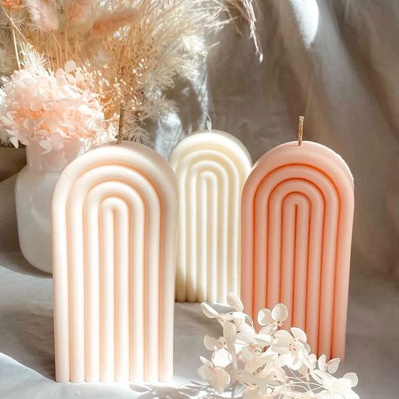 

14cm Rainbow Arch Candle Silicone Mold DIY Rainbow Bridge Geometry Candle Making Soap Resin Plaster Mould Art Craft Home Decor