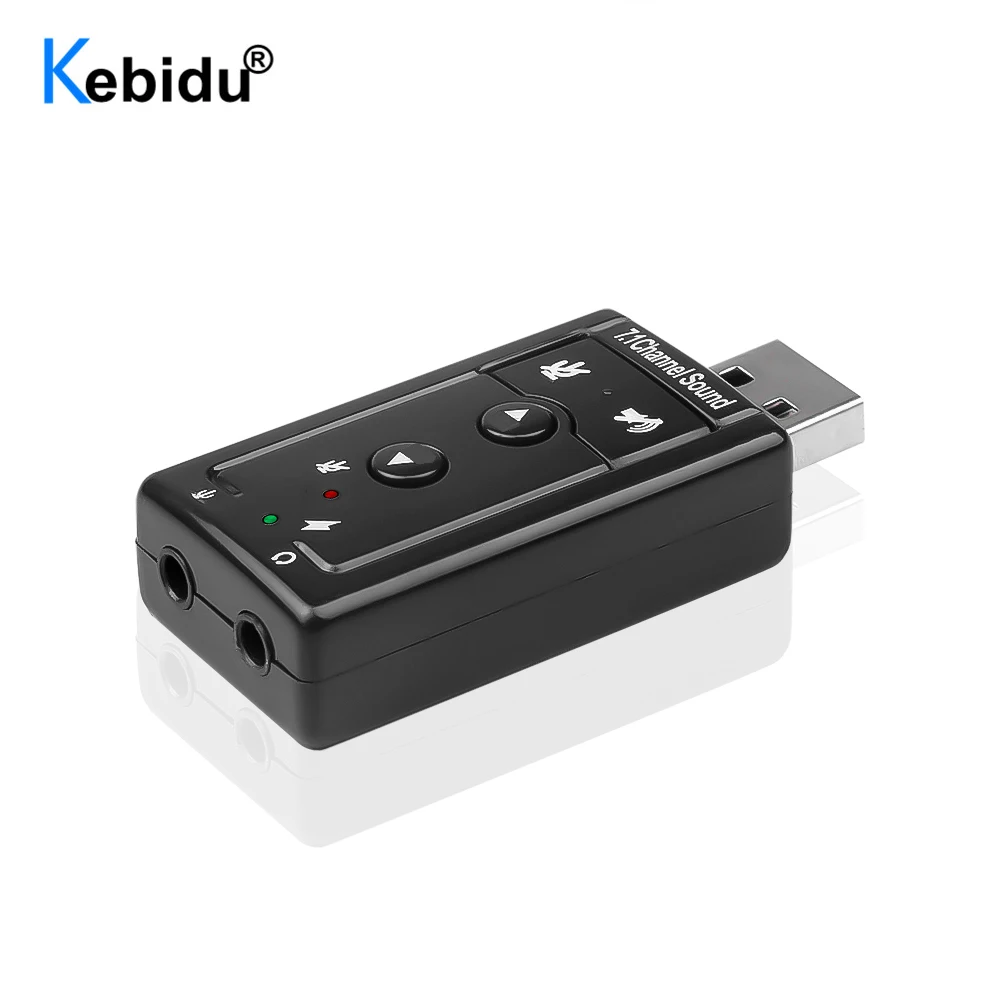

KEBIDU 7.1 CH Channel USB Audio Sound Card USB 2.0 Mic Speaker Audio Headset With Microphone 3.5mm Jack Converter for Laptop