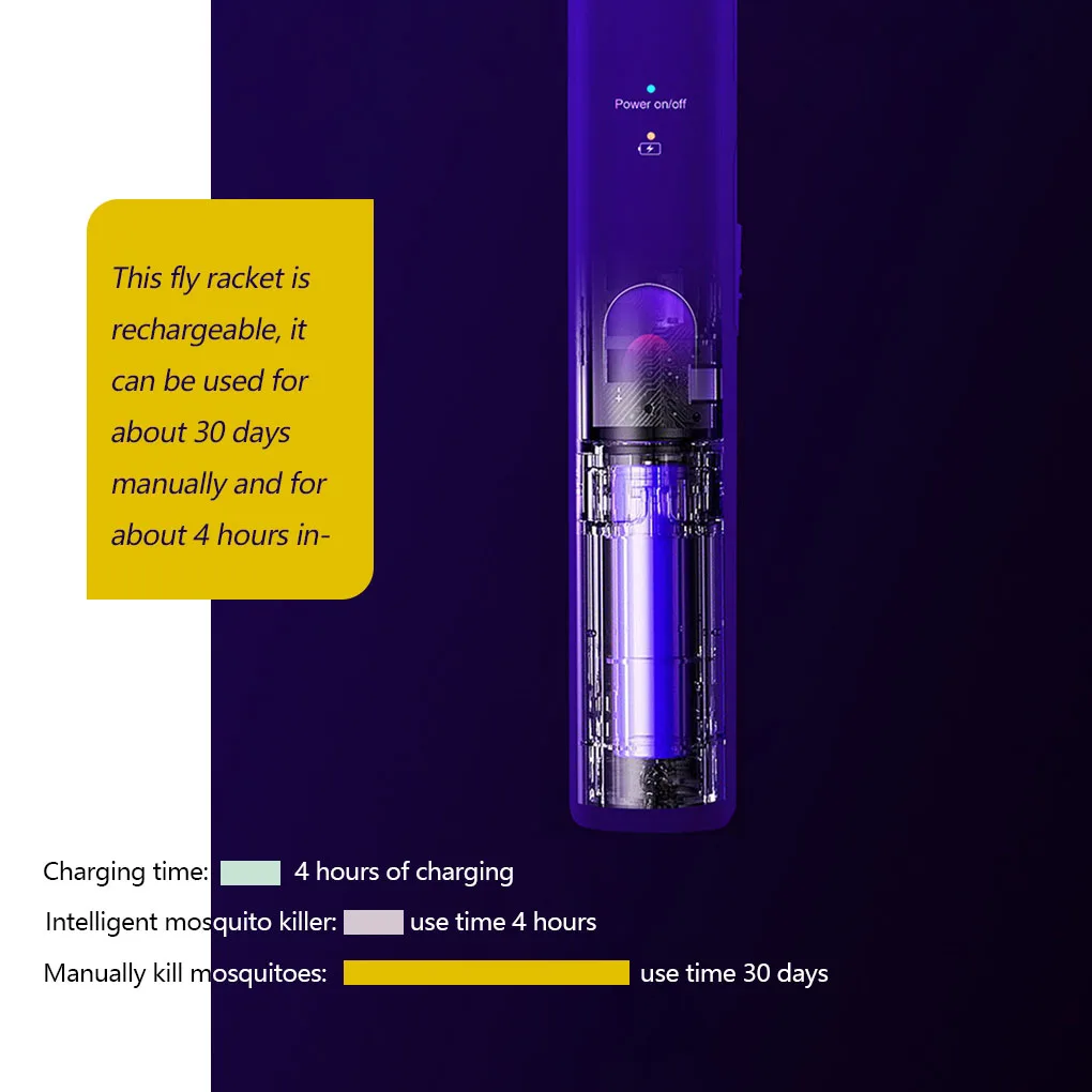 

Электрическая ловушка для мух, 3000 В, с УФ светильник, зарядка через USB