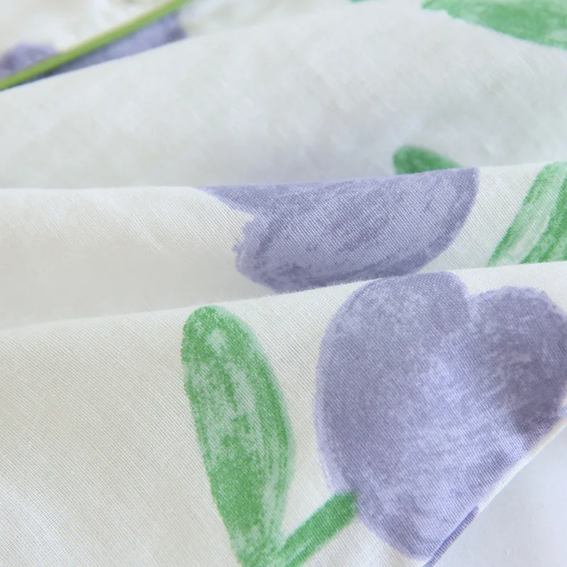 New Pajamas Women's Loose Cotton Tulip Homewear Suit Large Size Comfortable and Breathable Fairy Sleepwear with Turn-over Collar