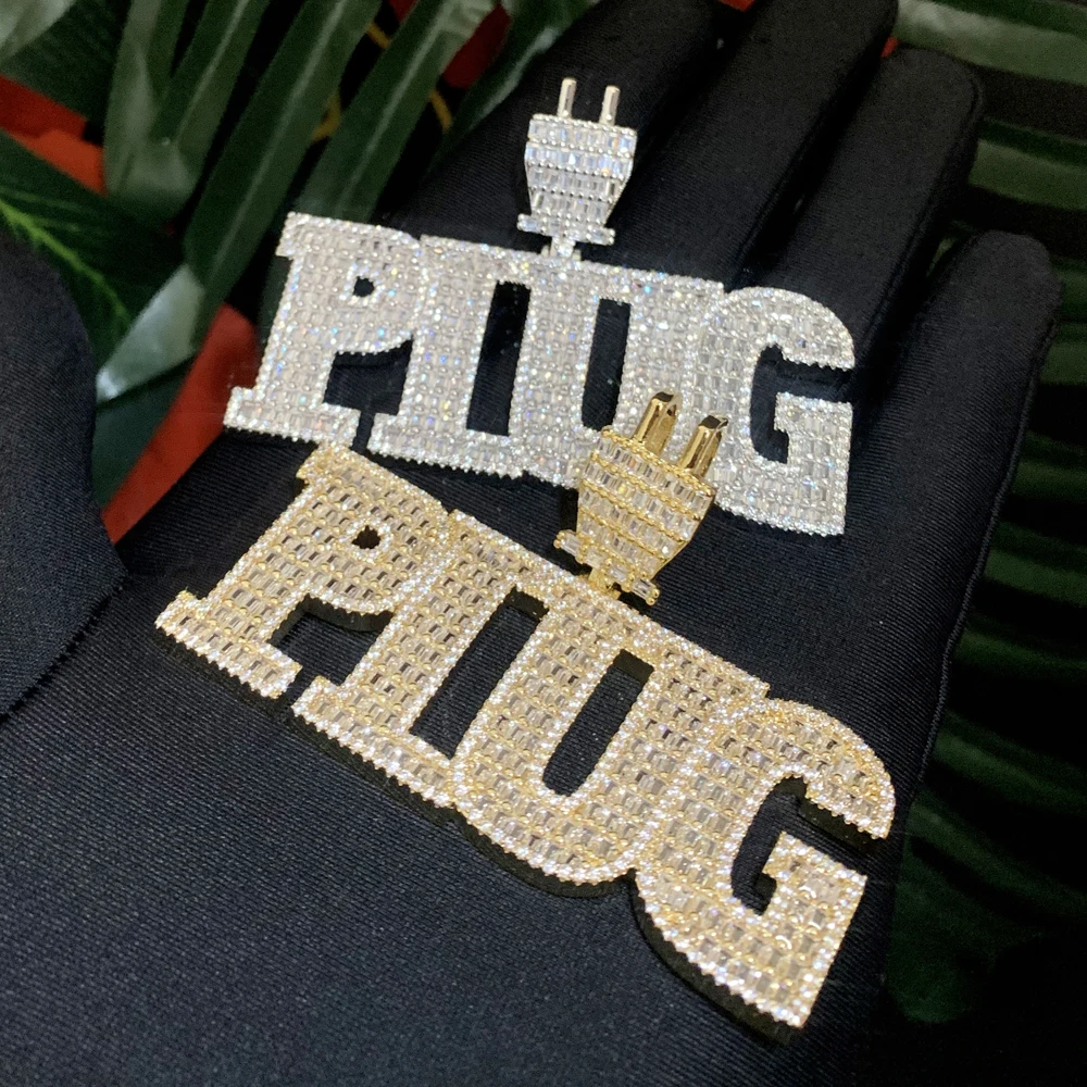 

2023 новые модные сверкающие прямоугольные кубические циркониевые 5А CZ Рок Панк Хип-хоп бриллиантовые ожерелья мужские ожерелья с буквами юв...