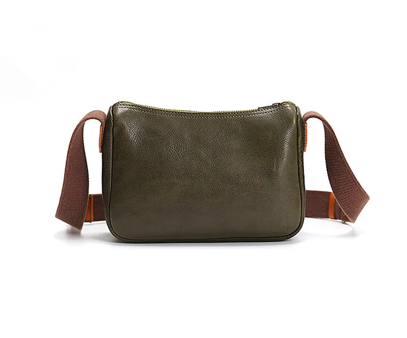 Fashion luxury genuine leather men's black messenger bag casual designer natural high-quality cowhide teens green shoulder bag