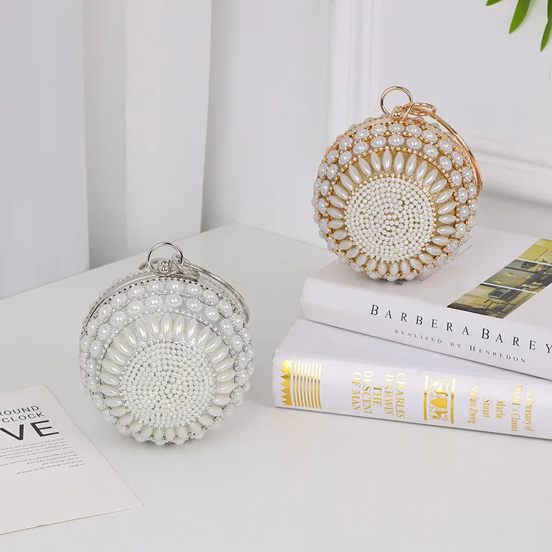 

2022 New Trend Pearl Evening Bag Diamond Women's Handbag Party Purse Round Banquet Hand Bag Z432