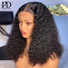 Кудрявые 13x 4 парик фронта шнурка короткий Боб фронтальные человеческие волосы парики для черных женщин глубокая волна бразильские Remy 4x4 закрытие фронтальные парики