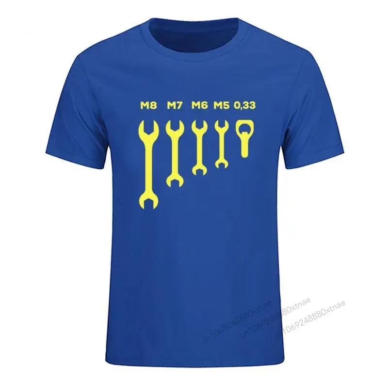 

2021 NEW Men's Funny Wrench Jaw Spanner Beer Car Mechanic Gift T shirt Design Short Sleeve Round Collar Funny Shirt Plus Size