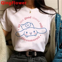 kawaii sanrio cinnamoroll funny cartoon harajuku t shirt women cute anime ullzang graphic streetwear tshirt female