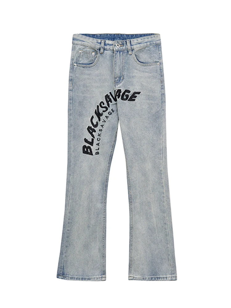 Gaojie Retro Men's Letter Embroidery Y2k Jeans Casual and Loose Straight Leg Pants Male Street Clothing Boyfriend Style Pants
