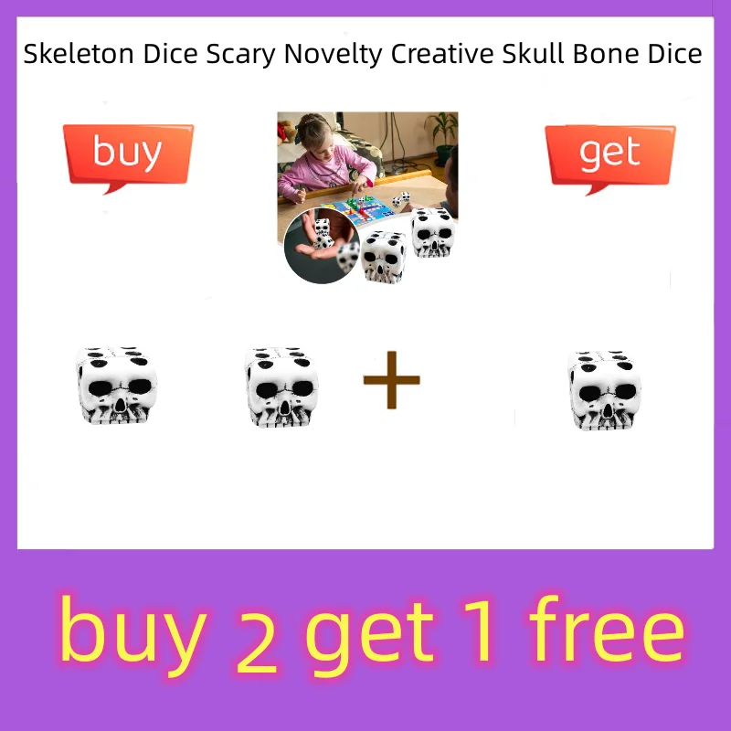 

Skeleton Dice Scary Novelty Creative Skull Bone Dice Six Sided Skeleton Club Pub Party Game Toys Resin Dice Kids Adults Toy