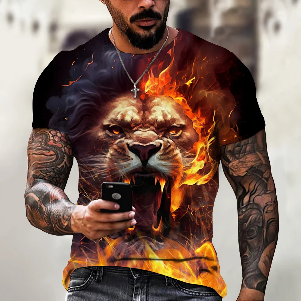 

Tiger Fighting Animal Beast Fierce T-shirt 3d Print T Shirt Summer Men's Oversized Short Sleeve Tops Tees Men's Designer Clothes