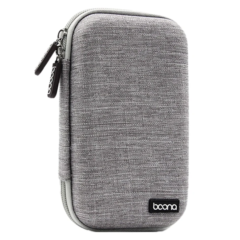 

BOONA Portable Storage Box Waterproof Storage Bag for 2.5-Inch Mobile Hard Drive Power Supply USB Drive Data Dable Headset Gray