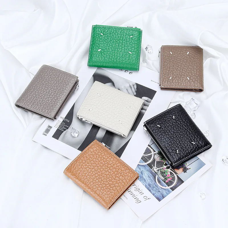

Short Wallet for Women with Multiple Card Slots and Foldable Design Made of Top-grain Leather