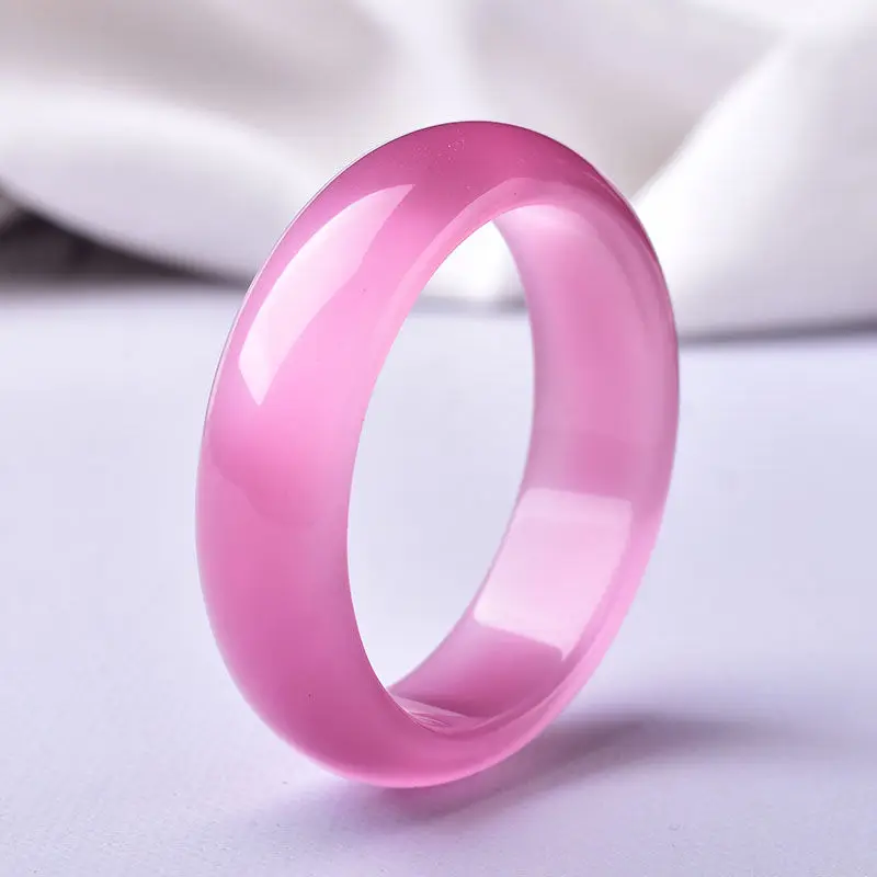 

New Natural Pink Opal Bracelet Fashion Wide Genuine Women's Korean Simple Bracelet