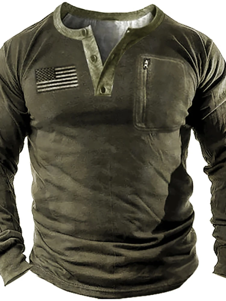 

Vintage Loose V-neck Button Sweatshirts Men Casual Long Sleeve Printed Tops Men 2022 Spring Autumn Fashion Zipper Pullover Tees