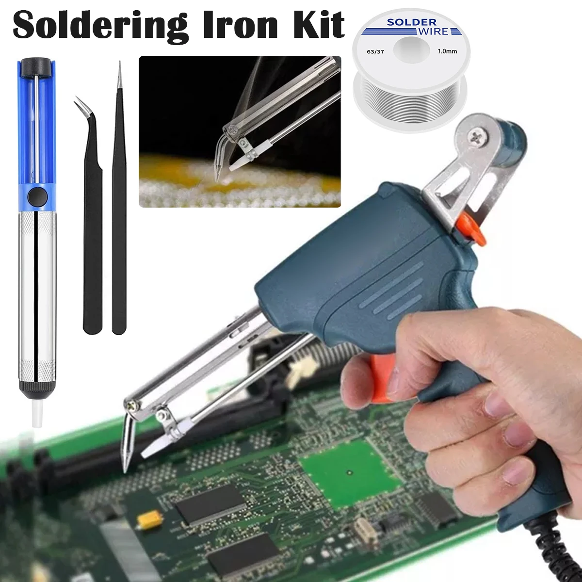 

Soldering Iron Kit 60W Electronic Welding Torch with Welding Wire Nozzle and 2 Tweezers Professional Soldering Machine Kit