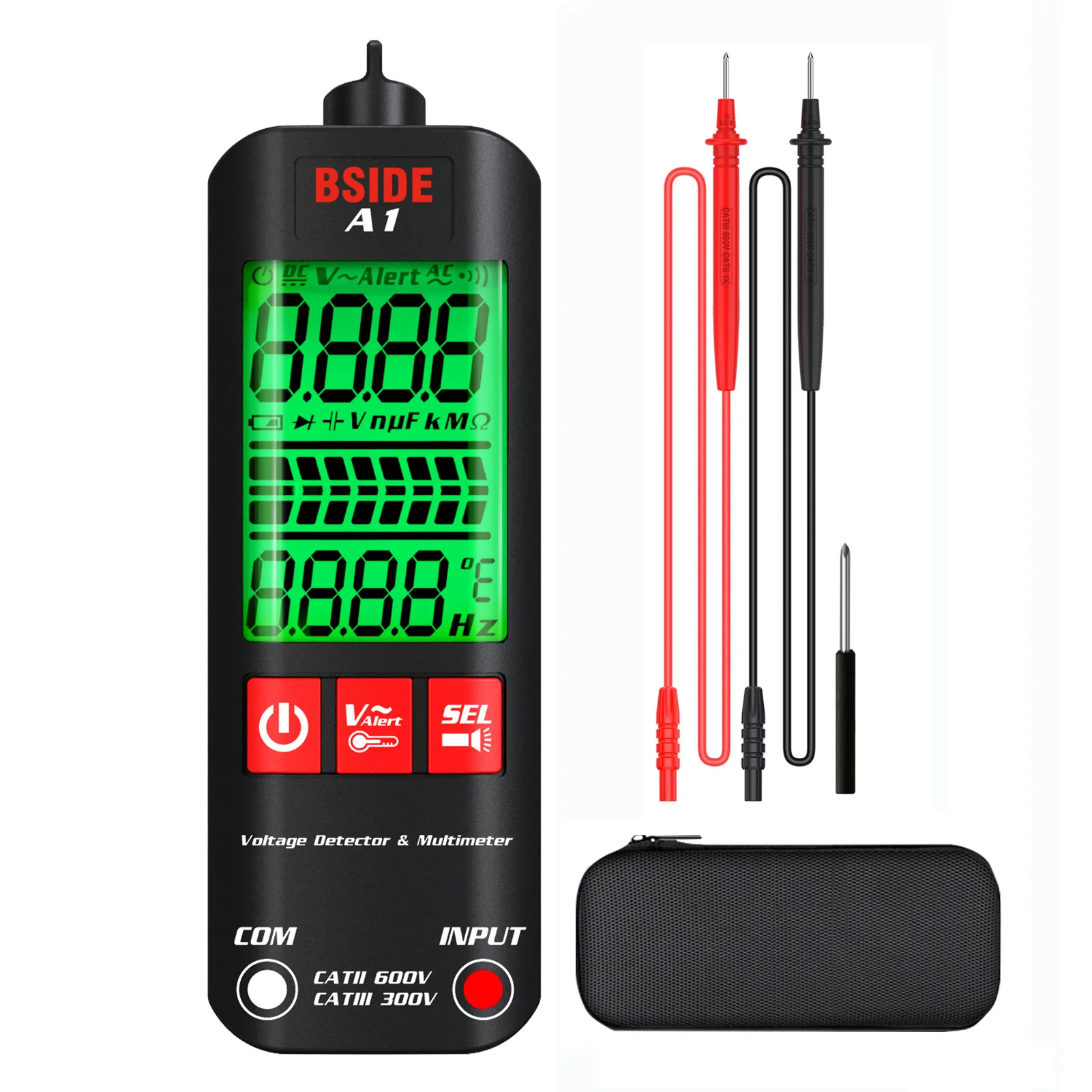 

A1 Mini Multimeter LCD Digital Tester Voltage Detector 2000 Counts DC/AC Voltage Frequency Resistance NCV True RMS Meter
