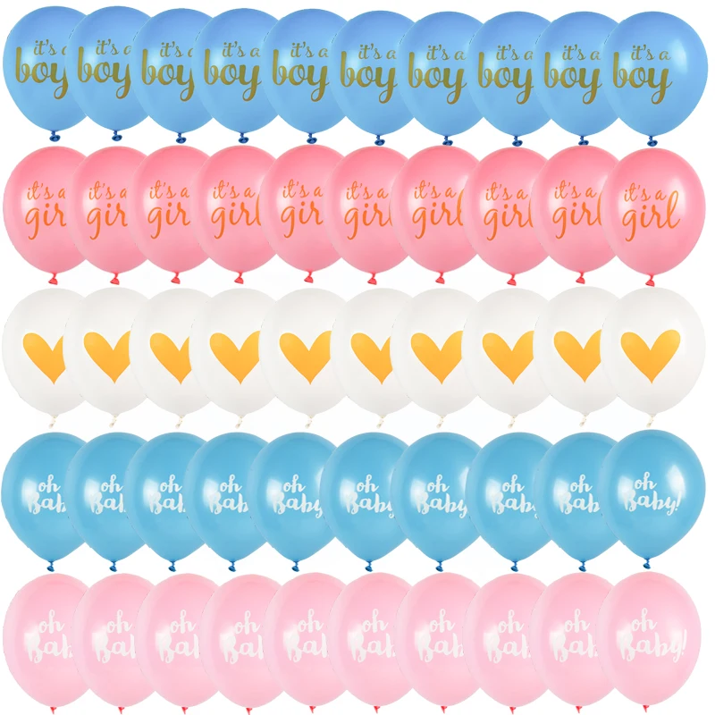 

10pcs Gender Reveal Balloons Pink Blue it is boy/girl Oh Baby Printed Latex Balloons Baby shower Boy Girl Birthday Party Decor