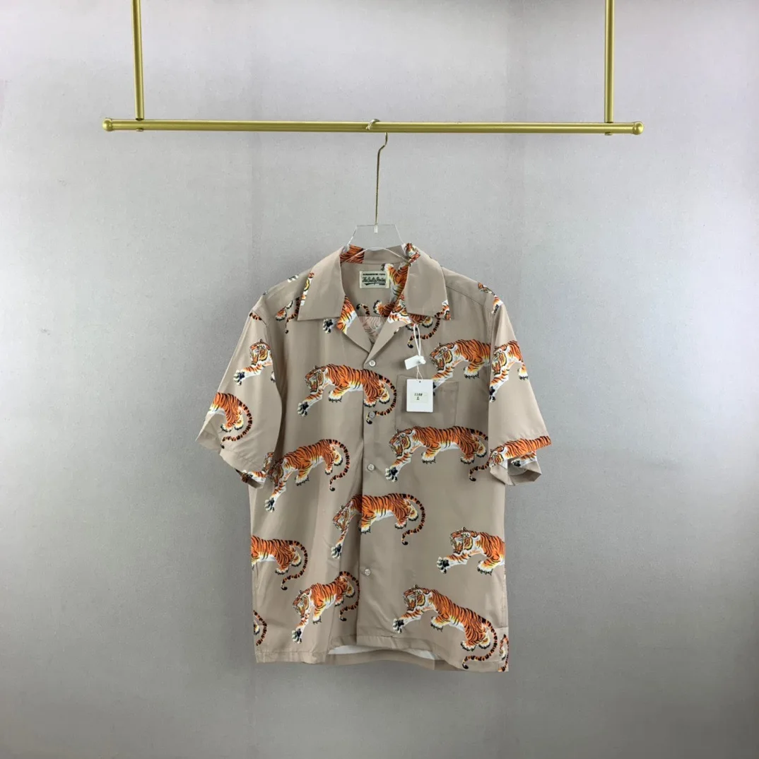 Выкройка тигра WACKO MARIA Hawaii Shirt Мужчины Женщины 1:1 Футболка лучшего качества