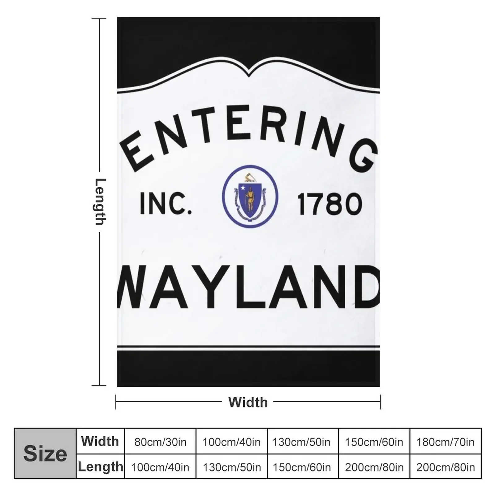 Вход в Wayland Massachusetts — родственное чувство Массачусетс одеяло с дорожным знаком