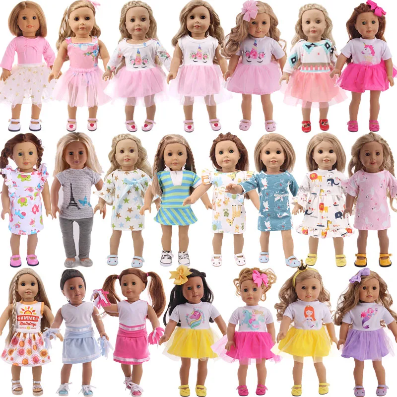 

22 Style Choose Lace Skirt,Cartoon,Sports Dress Wear Fit 18Inch American Girl Doll Clothes Accessories,Gifts For Baby Girl Toys