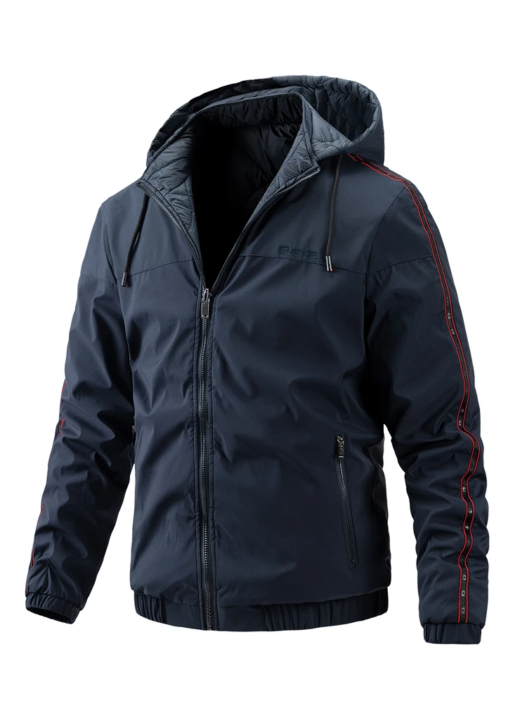 2022 New Men's Winter Coat Double-sided Spliced Men's Parka Casual Hat Detachable Warm Outdoor Blazer