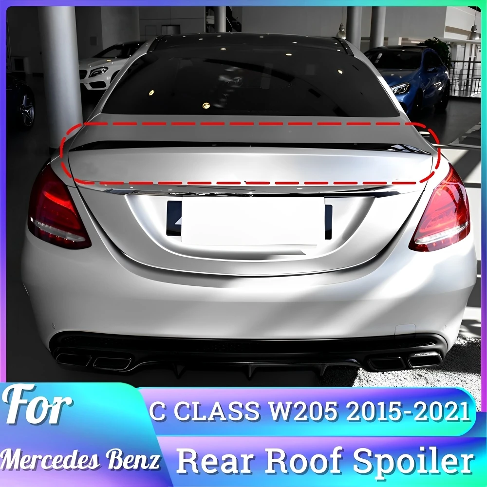 

FOR MERCEDES BENZ W205 S205 C CLASS C180 C200 C300 C43 C63 AMG 2015-2021 CAR ABS REAR TRUNK SPOILER BOOT SPOILER LIP GLOSS BLACK