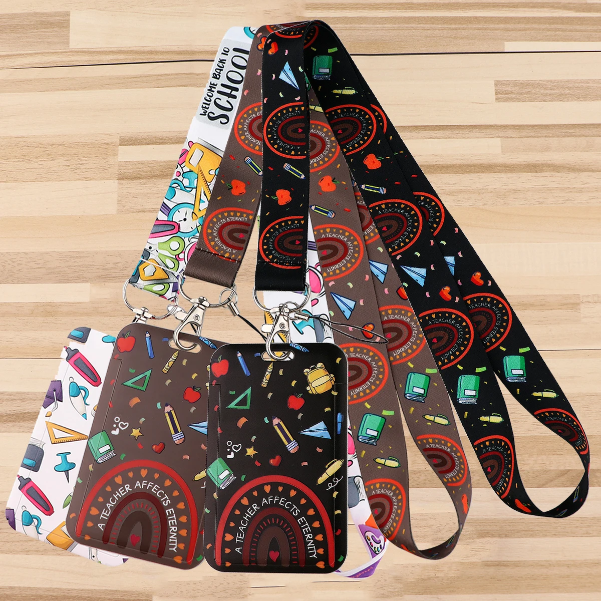 

Cartoon School Stationery Printed Lanyards for Key Neck Strap For Card Badge Gym Key Chain Key Holder DIY Hang Rope Teacher Gift