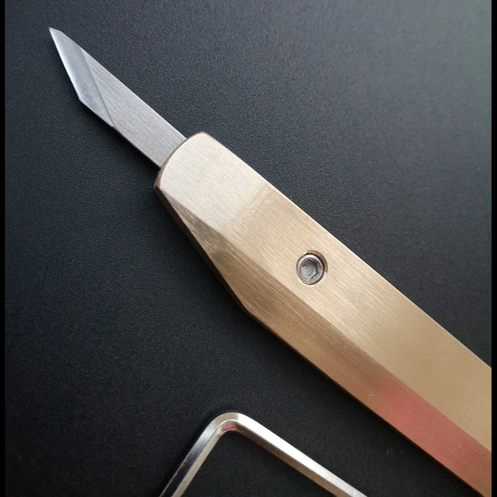 Кожаное ремесло D53/M390/RWL34 стальные ножи со скошенными краями молотковая латунная
