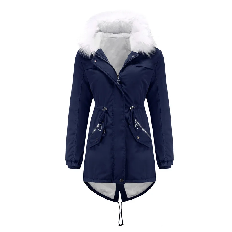 

Winter Lining Fleece Hiking Jacket, Outdoor Sports Fur Collar Loose Warm Parka Coat, Camping Hiking Skiing Long Women's Jacket