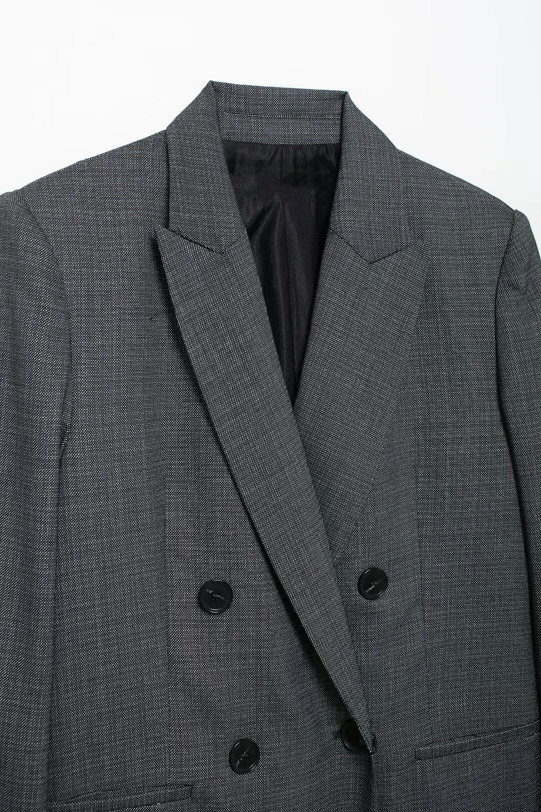 Новинка женская одежда RZRA2024 на осень и зиму с наплечниками двубортный костюм