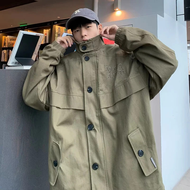 

FEWQ Japan Stylish Men's Jackets Stand Collar Single Breasted Male Casual Letter Embroidery Coats 2023 Spring New Tops 24B829