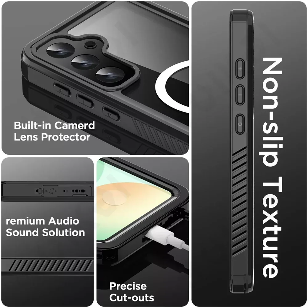 Фото Водонепроницаемый чехол IP68 Shellbox для Samsung Galaxy S24 S23 S22 Ultra FE A55 A35 A15 A54 4G 5G, роскошный алюминиевый чехол для телефона для плавания №3