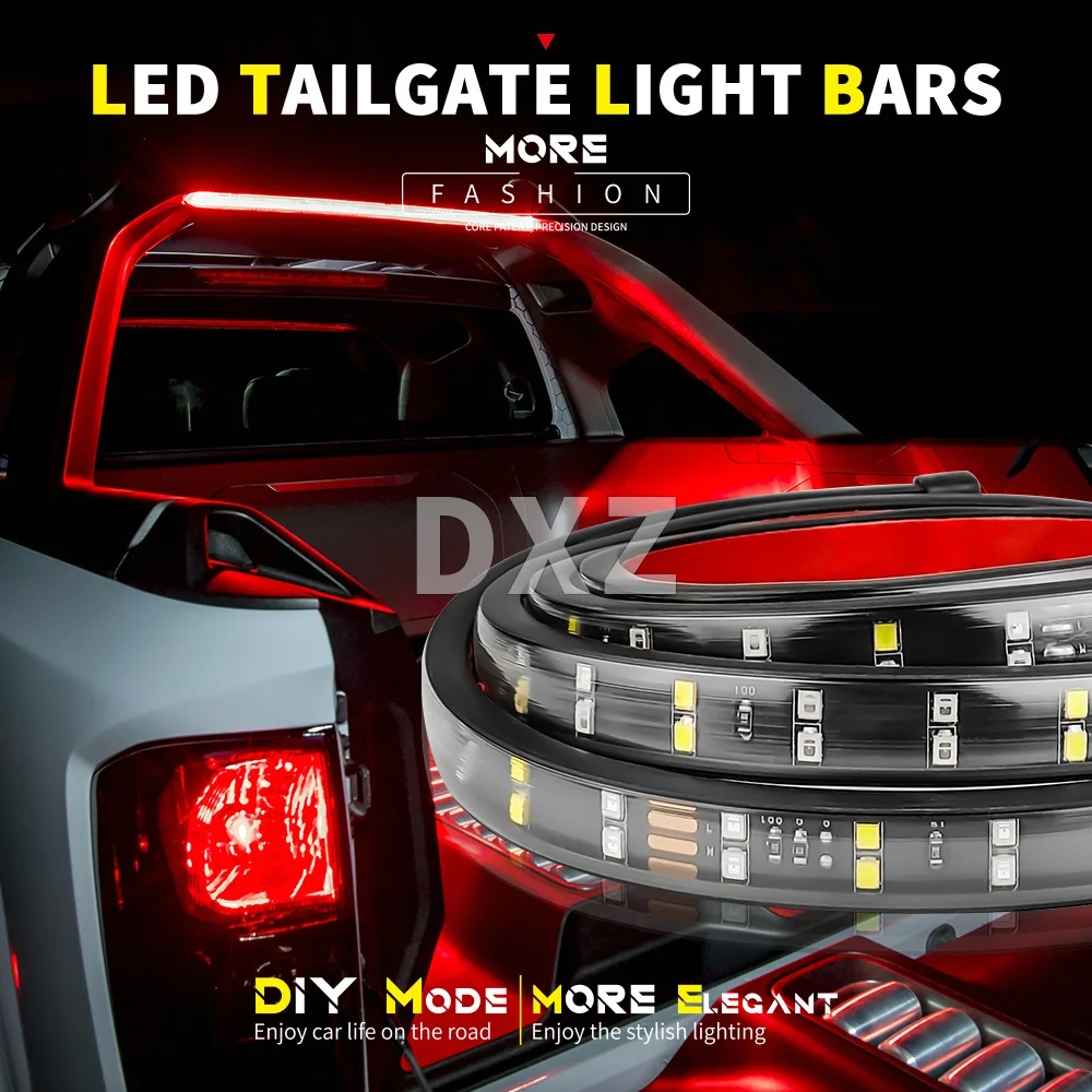 

DXZ 48/60 Inch Car Brake Turn Light Warning Signal Flexible LED Strip Bar Pickup Truck Rear Tail Running Reverse Lamp White Red