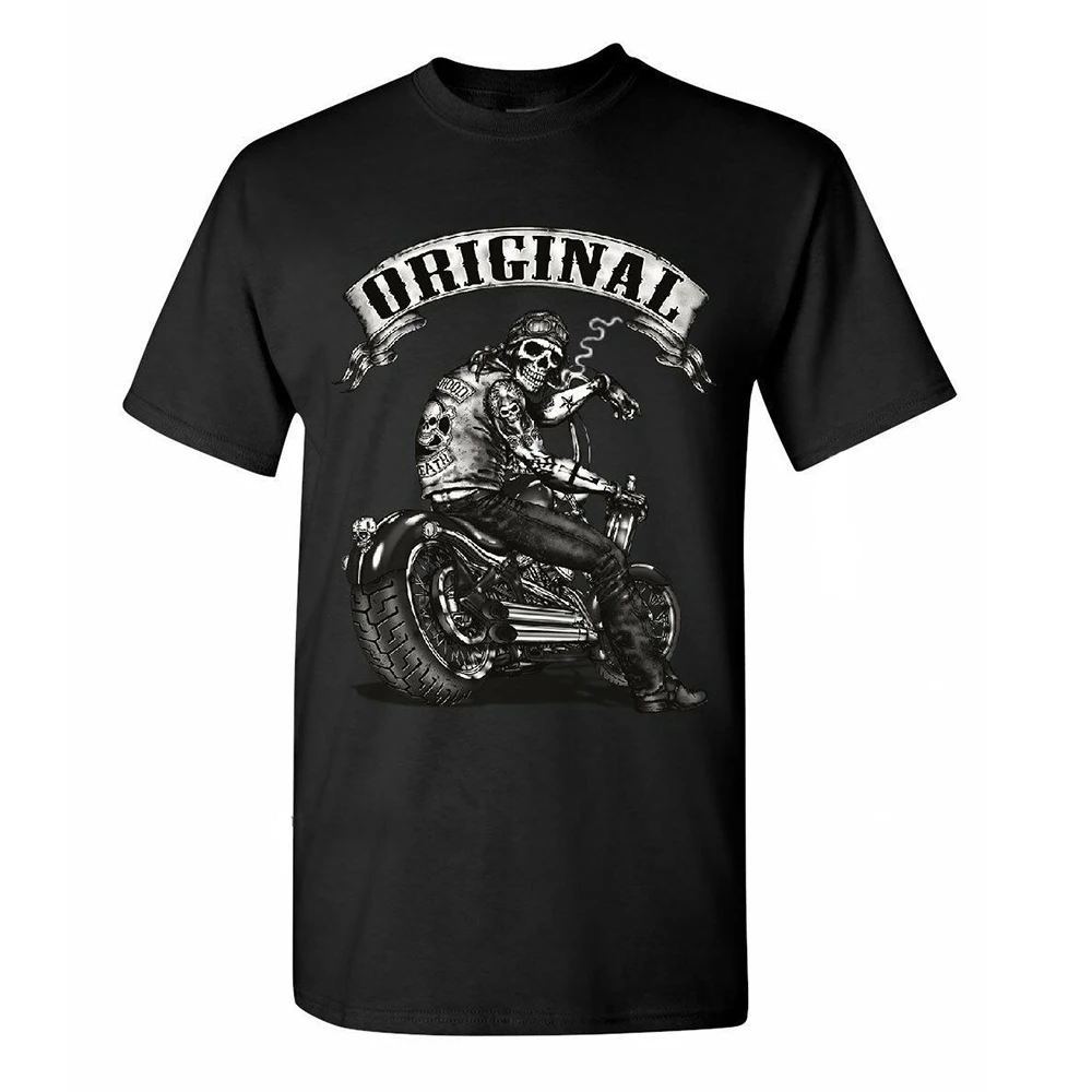 

Biker T Shirt Original Skull Men's Tshirt Print Funny Ride Travel T Shirts For Men Large Size Loose Fashion Top Tee Man Camiseta