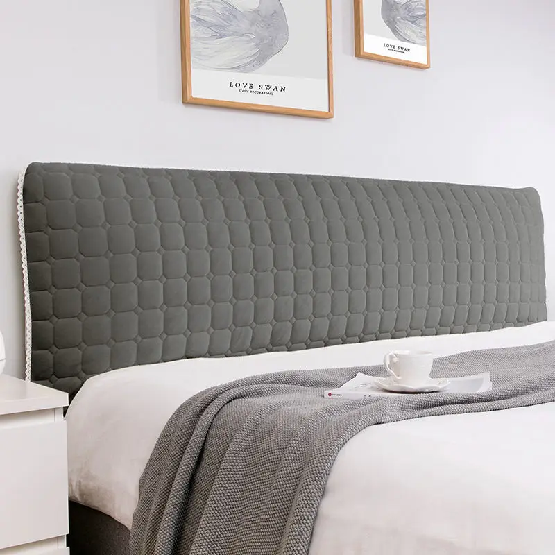 

Soft Plush Bed Head Cover Elastic European Comfortable Quilted Headboard Cover Geometric Dust Proof Head Back Protector Cover
