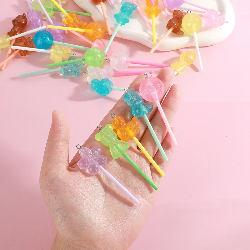 10 шт. случайная форма светящаяся смола леденец подвески утка цветок динозавр еда